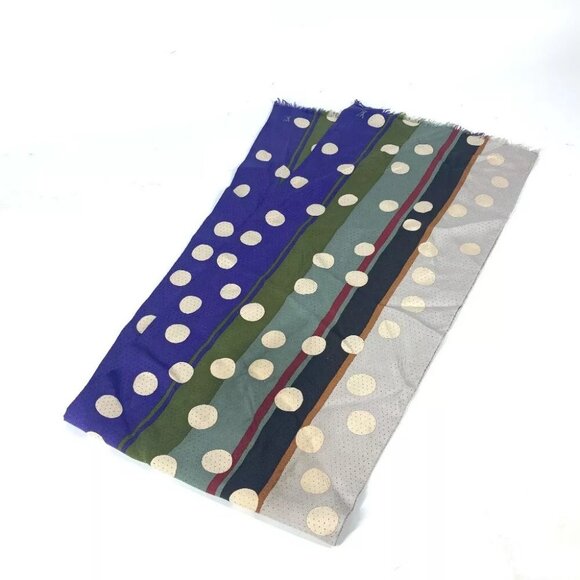 LOUIS VUITTON Dot polka dots LV logo Fringe Scarf Stole/Shawl silk Beige/purple - Picture 3 of 10